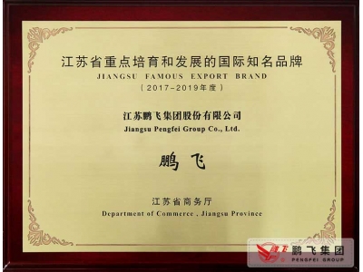 （2018年1月）江苏省重点培育和发展的国际知名品牌奖牌
